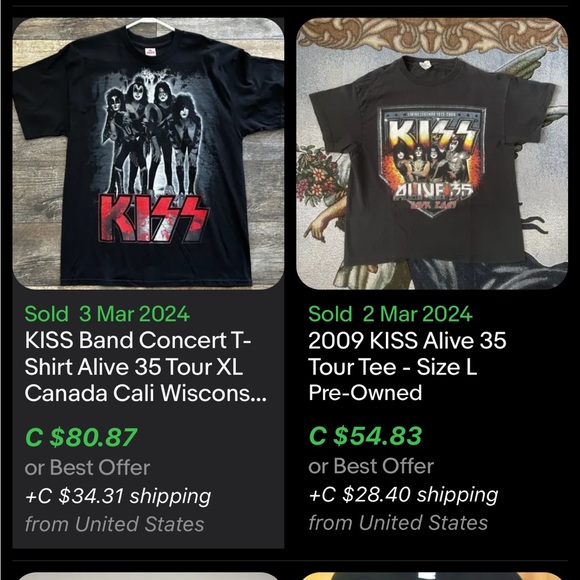 Kiss Band Concert T-Shirt Alive 35 Tour / Large / Canada Tour - Picture 10 of 10